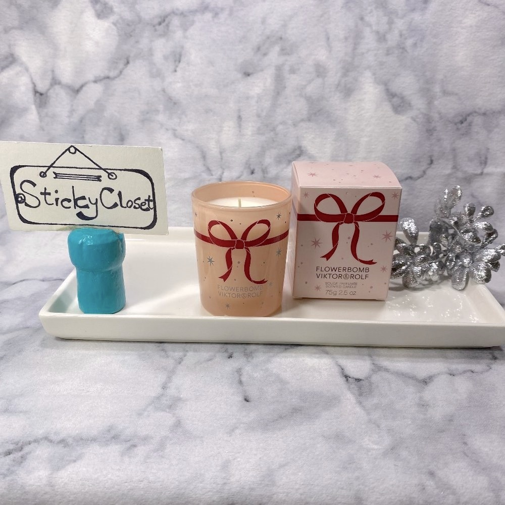 Viktor Rolf Flowerbomb Red Ribbon Bougie Parfumée Candle,Full75g,2.6oz-BOXED-NEW